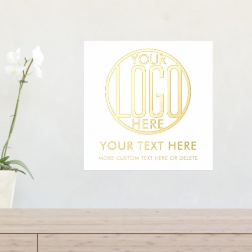 DIY Color  Text  Your Business Logo White Square Foil Prints