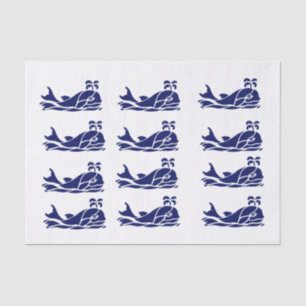 DIY Color Vintage Whale Spout Silhouette Blue Tis Tissue Paper