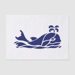 DIY Color Vintage Whale Spout Silhouette Blue Wht Tissue Paper