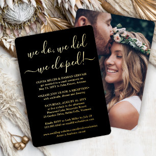 DIY Color We Eloped Wedding Reception 1 Photo Foil Invitation