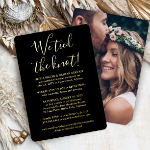 DIY Color We Tied the Knot Photo Wedding Reception Foil Invitation