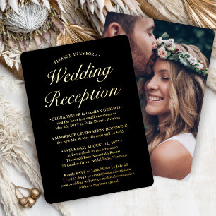 DIY Color Wedding Reception Post Elopement Photo Foil Invitation