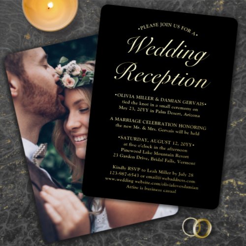 DIY Color Wedding Reception Post Elopement Photo Foil Invitation