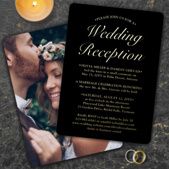 DIY Color Wedding Reception Post Elopement Photo Foil Invitation (Creator Uploaded)
