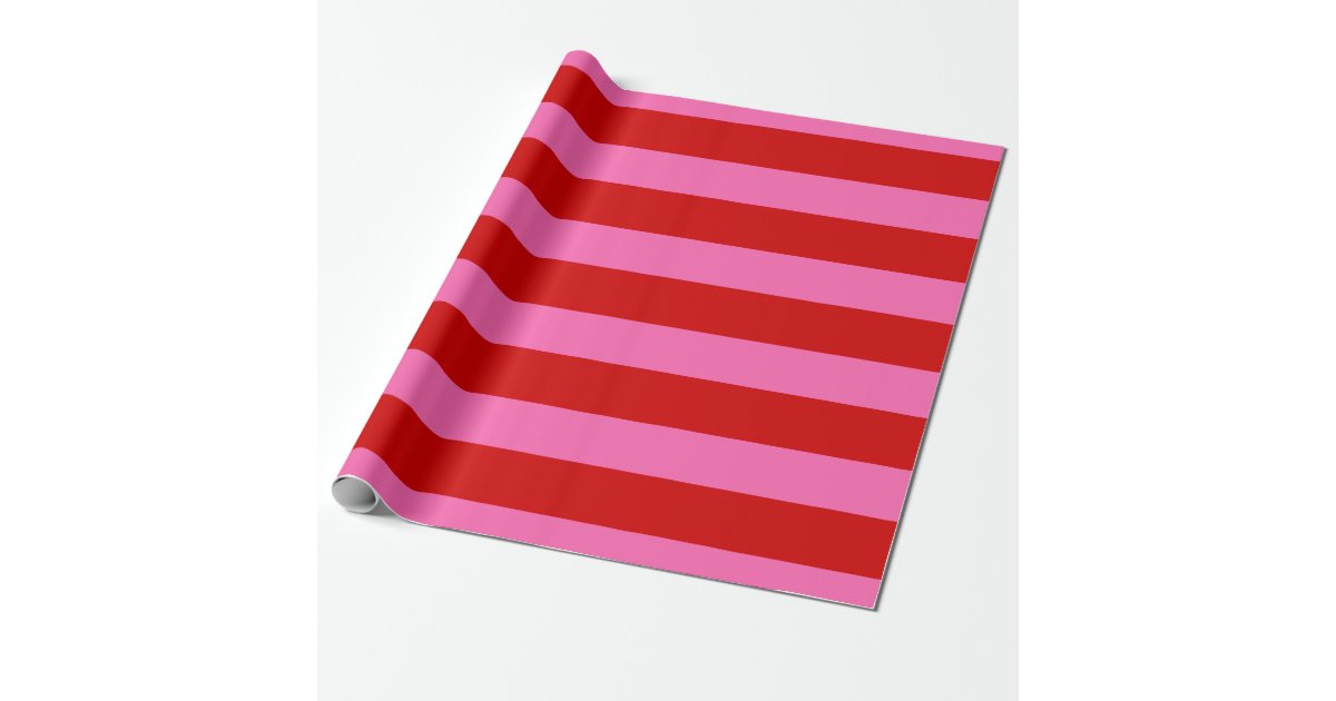 DIY Color XL Preppy Stripe Red Hot Pink Wrapping Paper
