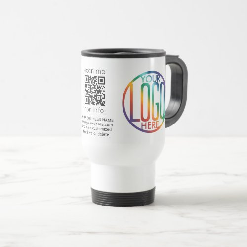 DIY Color  Your Business Logo  QR Code Stainless Travel Mug