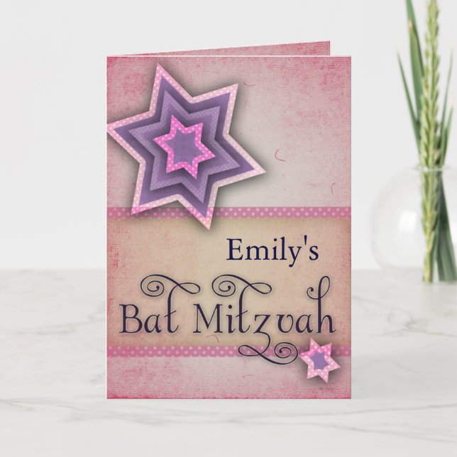 DIY Colorful Bat Mitzvah design Note Card (Front)