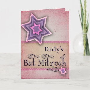 DIY Colorful Bat Mitzvah design Note Card
