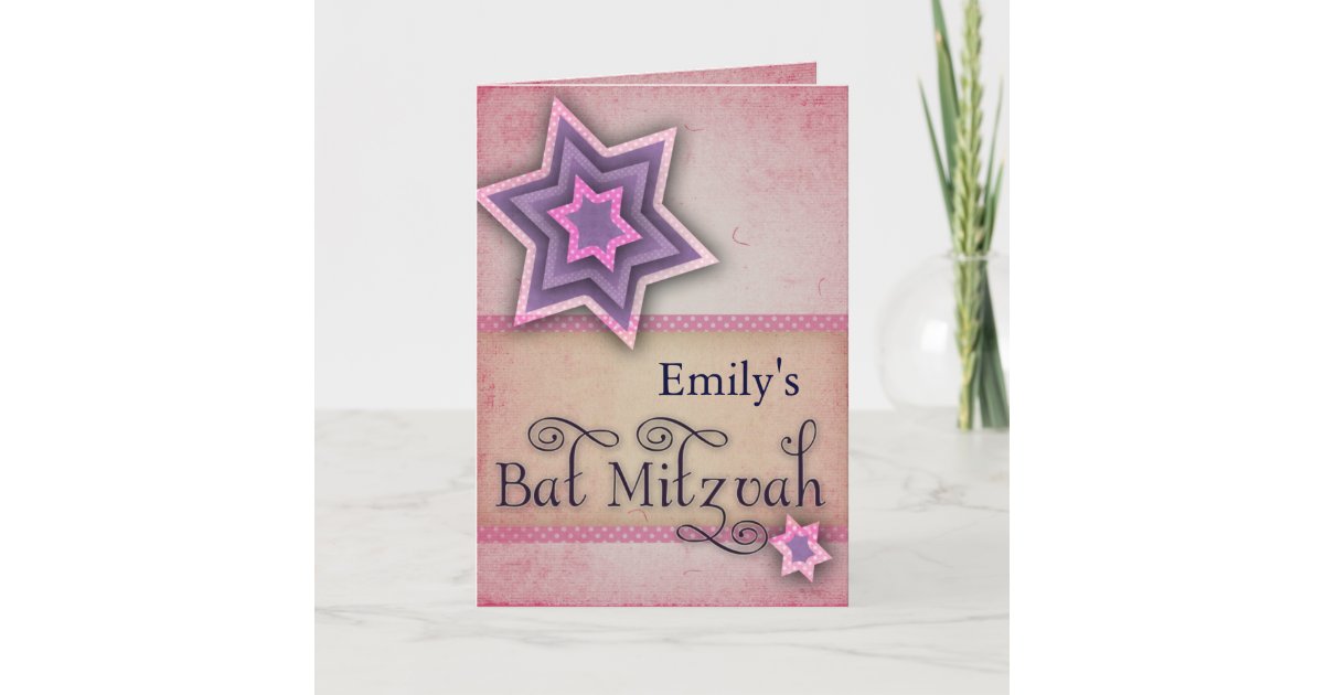 DIY Colorful Bat Mitzvah design Note Card | Zazzle
