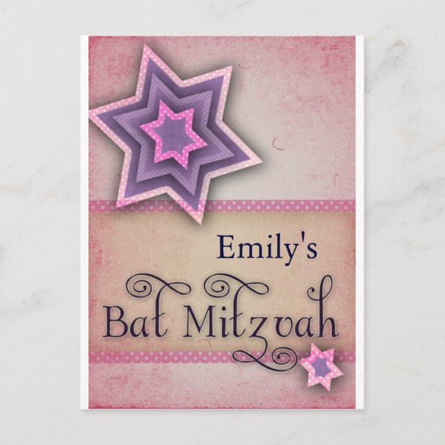 DIY Colorful Bat Mitzvah design Postcard (Front)