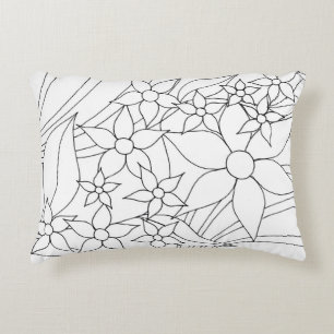 DIY Coloring Book Floral Lumbar Pillow - Blank Flo