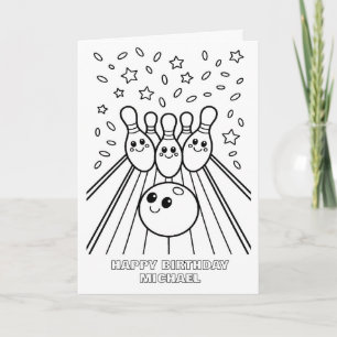 DIY coloring folded bowling birthday card