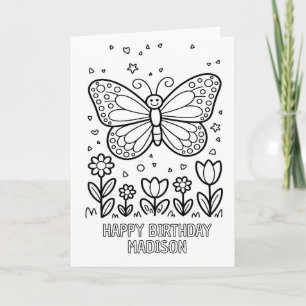 DIY coloring folded butterfly birthday card