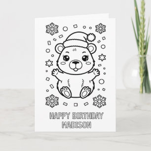 DIY coloring folded christmas capybara birthday Card