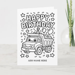 DIY coloring folded construction birthday card