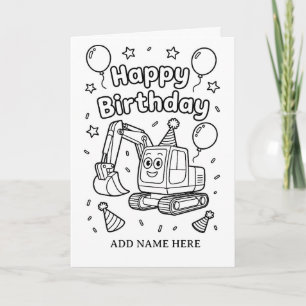 DIY coloring folded construction birthday card