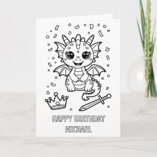 DIY coloring folded dragon birthday card