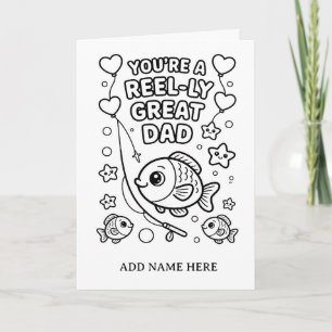 DIY coloring folded fishing birthday card