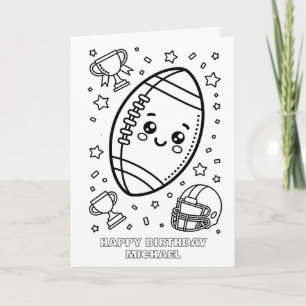 DIY coloring folded football birthday card