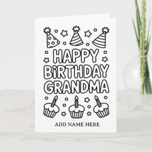 DIY coloring folded grandma birthday card