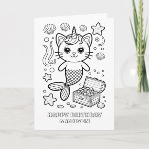 DIY coloring folded mercat birthday card