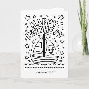 DIY coloring folded nautical birthday card
