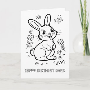DIY coloring folded rabbit bunny birthday card