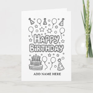 DIY coloring folded race car birthday card