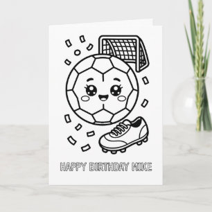DIY coloring folded soccer birthday card