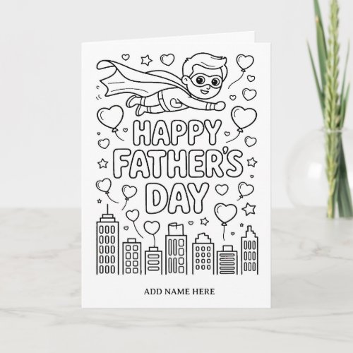 DIY coloring folded superhero dad card
