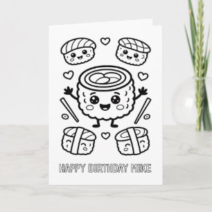 DIY coloring folded sushi birthday card