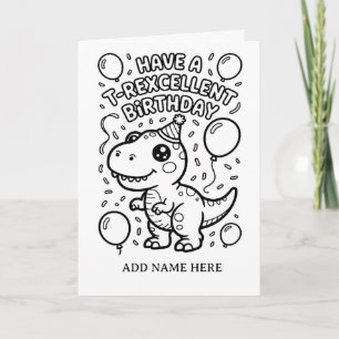 DIY coloring folded t-rex birthday card
