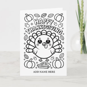 DIY coloring folded thanksgiving turkey birthday Card