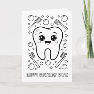 DIY coloring folded tooth birthday card