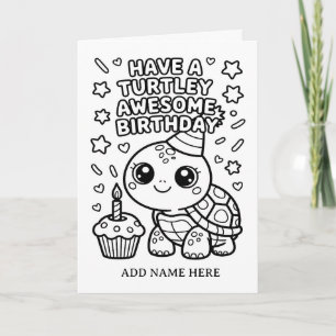 DIY coloring folded turtle birthday card