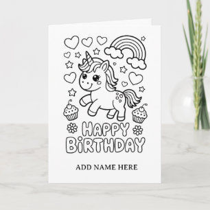 DIY coloring folded unicorn birthday card