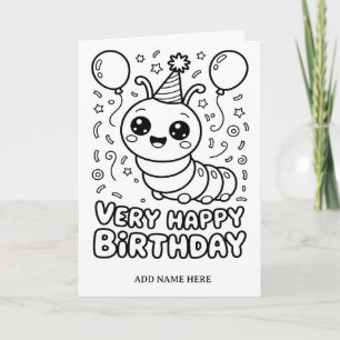 DIY coloring folded worm birthday card