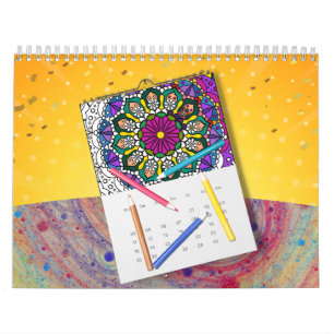 DIY Coloring Mandala Outline Art Calendar
