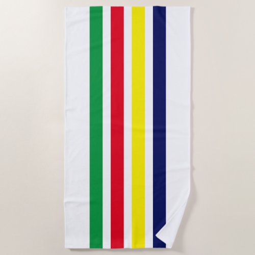 DIY Colors 4 Stripe Red Blue Yellow Green White Beach Towel