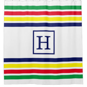 DIY Colors 4 Stripe Red Blue Yellow Green White M Shower Curtain