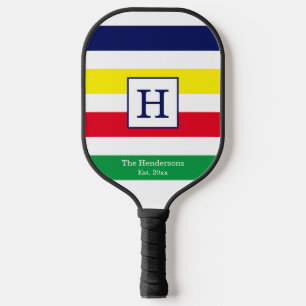 DIY Colors 4 Stripe Red Blue Yellow Green White Pickleball Paddle