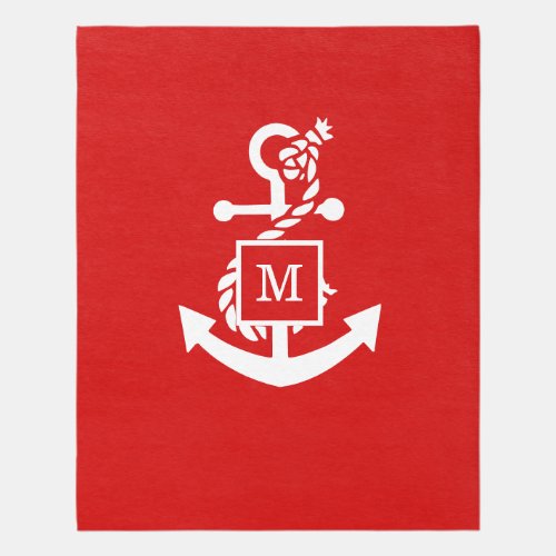 DIY Colors Anchor Monogram Red White Rug