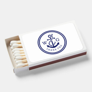 DIY Colors Anchor Monogram Wedding TY Blue White Matchboxes