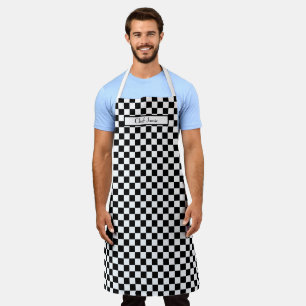 DIY Colors Black White Checkerboard Pattern Apron