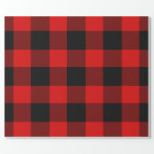 DIY Colors Buffalo Plaid Tartan HG SV Black Red Wrapping Paper (Flat)