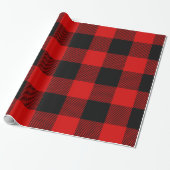 DIY Colors Buffalo Plaid Tartan HG SV Black Red Wrapping Paper (Unrolled)