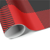 DIY Colors Buffalo Plaid Tartan HG SV Black Red Wrapping Paper (Roll Corner)