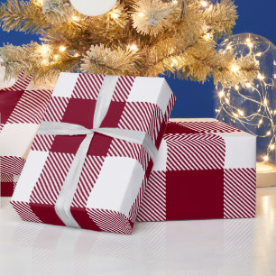 DIY Colors Buffalo Plaid Tartan LG SV Burgundy Wht Wrapping Paper