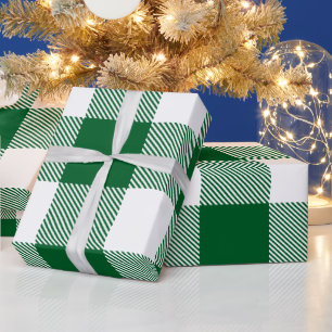 DIY Colors Buffalo Plaid Tartan LG SV Green White Wrapping Paper