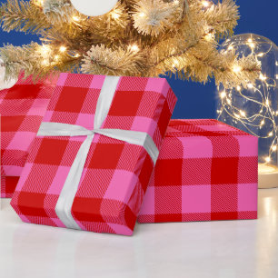 DIY Colors Buffalo Plaid Tartan Med SV Red Ht Pink Wrapping Paper